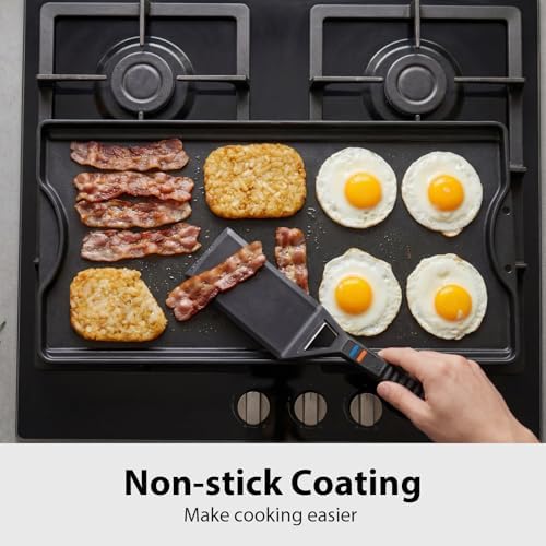 Utheer Reversible Griddle Kit, 19.5 x 10.5 Inch Ceramic Cast Iron Flat Top - Image 4