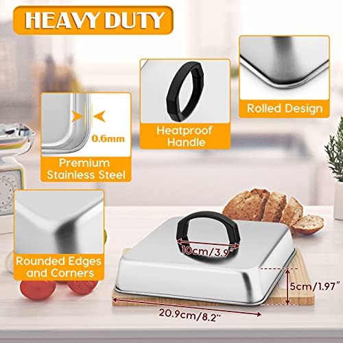 Leonyo 8.2 Inch Square Cheese Melting Dome, Heavy Duty Square Steaming Basting - Image 2