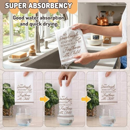 5 Pack Funny Sourdough Tea Bread Kitchen Dish Towels, Absorbent Hand Towels - Image 5