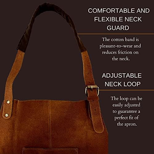 Leather Grill Work Apron with Tool Pockets - Image 4