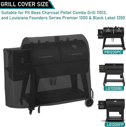 ZJYWSCH Grill Cover for Pit Boss Charcoal Pellet Combo Grill PB1230PC, PitBoss 1230PC Pellet Charcoal Combo Grill Cover Heavy Duty Waterproof for Louisiana 1200 Black Label LG1200BL