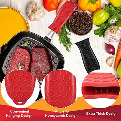 2 Pcs Cast Iron Handle Cover, Silicone Hot Handle Holder - Image 3