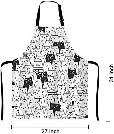 Cute Cartoon Black White Cats Kitchen Cooking BBQ Chef Apron, Funny Apron - Image 2