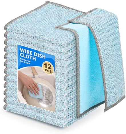 12PK Multipurpose Wire Dishcloth, Double-Side Non Scratch Dishcloth by WYDZKJ