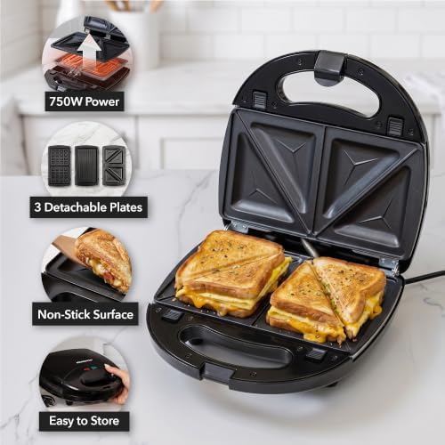 OVENTE Electric Sandwich, Panini and Waffle Maker Set - Image 2