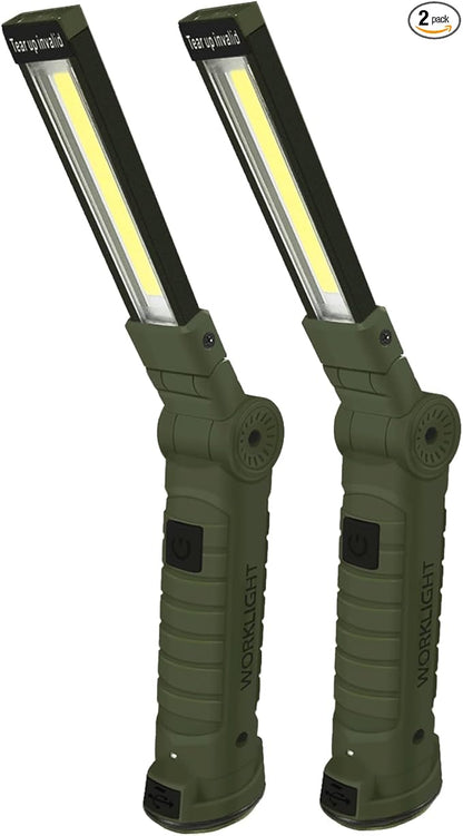 Working Light Portable, Rechargeable Work Lights with Magnetic Base Hanging Hook,360° Rotate 5 Modes,COB LED 700 Lumens Foldable Inspection Light for Car Repair, Grill and Outdoor Use(2pack)