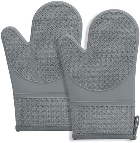 Silicone Oven Mitts, Heat Resistant 500F Kitchen Mitts 2PCS, 11.6" BPA-Free by Hovico