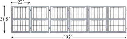 unipaws 132" Extra Wide Dog Gate, 31.5” Height Free Standing Tall Pet Fence, Foldable Cat Barriers for Home, Doorway, Stairs, Indoor Use, Grey