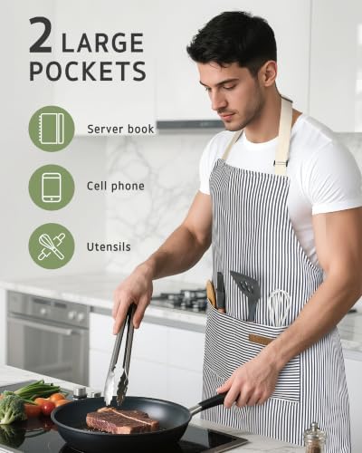 Syntus Apron for Men Women, Adjustable Cooking Kitchen Apron - Image 6