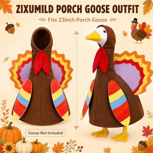 Porch Goose Outfits for 23" Lawn Goose Statue, Spring Summer Fall Winter Porch - Image 3