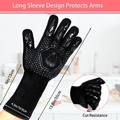 BBQ Gloves 1472F Heat Resistant Non-Slip Silicone 13.5in - Image 2