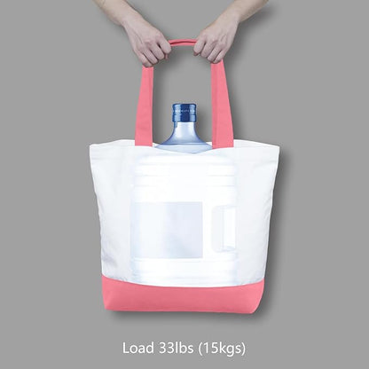TOPDesign 1-Pack Super Strong Large 12oz Cotton Canvas Tote Bag, Reusable Grocery Shopping Cloth Bag, Fashionable Two-Tone Tote for Crafts, DIY Your Creative Designs