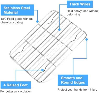P&P CHEF 9.7" x 7.3" Cooling Baking Wire Racks Pack of 2 - Image 3