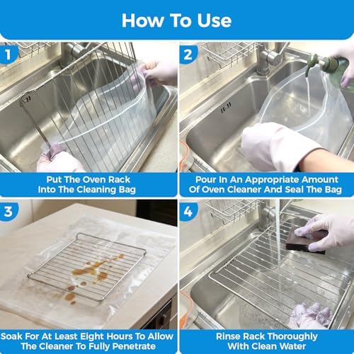 4 Pack Oven Grill Cleaning Bags（15.7''X23.7'', Heavy Duty Oven Rack Cleaner Bags - Image 6