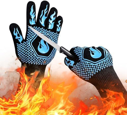 BBQ Gloves 1472F Heat Resistant Non-Slip Silicone by DKHDBD