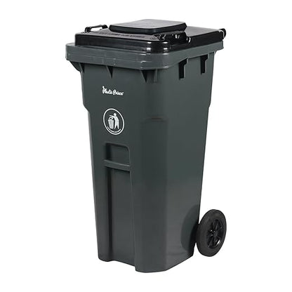 32 Gallon Trash Can with Wheels Outdoor Trash Can with Wheels and Lid Heavy-Duty Trash Bin for Plastic Outside Garbage Can Wheeled Gray for Home Hospitals Restaurants Offices