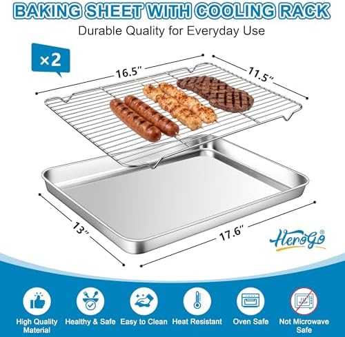 Herogo Stainless Steel Half Sheet Baking Pan - Image 2