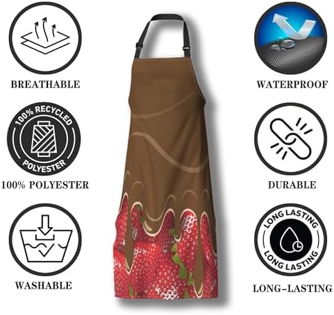 Kitchen Apron for Men Strawberry and Chocolate Pinafore Aprons for Women for - Image 7