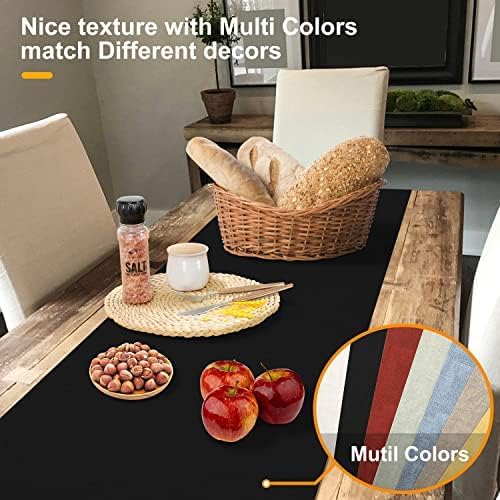 Wipeable Table Runner, Thick Farmhouse Dresser Runner, Rustic for Kitchen, Bedroom, Living Room, Indoor and Outdoor (108'', Black)