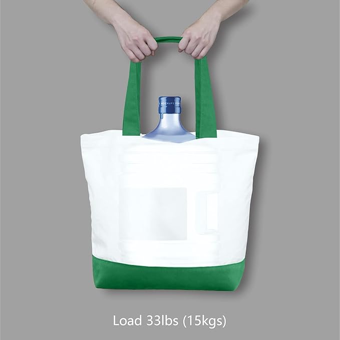 TOPDesign 1-Pack Super Strong Large 12oz Cotton Canvas Tote Bag, Reusable Grocery Shopping Cloth Bag, Fashionable Two-Tone Tote for Crafts, DIY Your Creative Designs