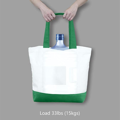 TOPDesign 1-Pack Super Strong Large 12oz Cotton Canvas Tote Bag, Reusable Grocery Shopping Cloth Bag, Fashionable Two-Tone Tote for Crafts, DIY Your Creative Designs