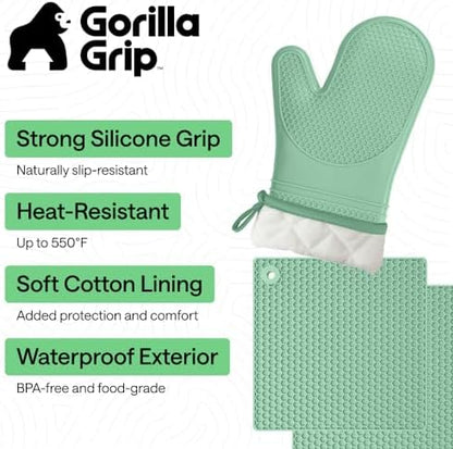 GORILLA GRIP BPA-Free Silicone Oven Mitts and Pot Holders Set - Image 2