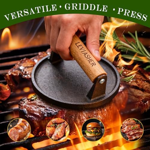 2.3lb Steak Weight & Burger Press, Striped Base - Image 2