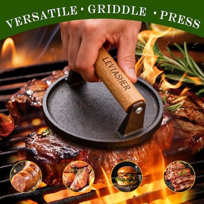 2.3lb Steak Weight & Burger Press, Striped Base - Image 2