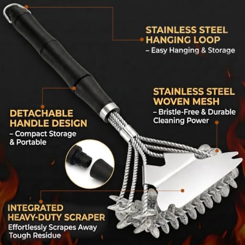 Grill Brush Bristle Free Stainless Steel Scraper - Image 5