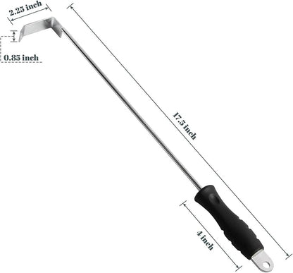 BBQ Ash Tool for Big Green Egg Stainless Steel Ash Tool Poker for Kamado Joe Charcoal Smoker Wood Burning Stove Ash Rake,Ash Tool for Other Charcoal Grills Corner Cleaner Accessories 17.5"