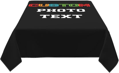 Custom Rectangle Table Cloth, Add Your Own Photo Logo Text, Personalized Tablecloth, Customizable Oil Proof Wipeable Table Cover for Wedding, Party, Restaurant, Outdoor, Picnic, 60x90in