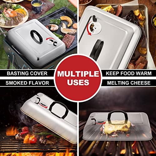 HaSteeL Melting Dome 2Pcs, 13.3" X 9.8" Stainless Steel basting cover - Image 4
