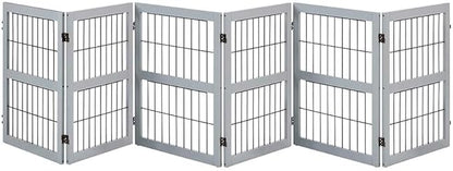 unipaws 132" Extra Wide Dog Gate, 31.5” Height Free Standing Tall Pet Fence, Foldable Cat Barriers for Home, Doorway, Stairs, Indoor Use, Grey