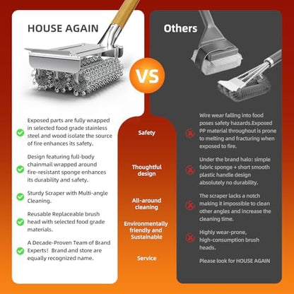 HOUSE AGAIN Grill Brush and Scraper Bristle Free - Image 3