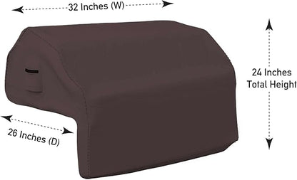 Covers & all Built-in Outdoor Grill Cover, Durable Heavy Duty 18 Oz Waterproof Cover Tuff Material with Air Pocket & Elastic for Snug Fit (32" W x 26" D x 24" H inches, Coffee)