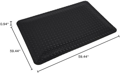 Wearwell Diamond-Plate Select UltraSoft Mat - Black. Anti-Fatigue Workstation Mat. 3' W x 5' L x 15/16" Thickness. PVC Vinyl Surface with PVC Sponge. For Dry Industrial Use (495.1516x3x5BK)