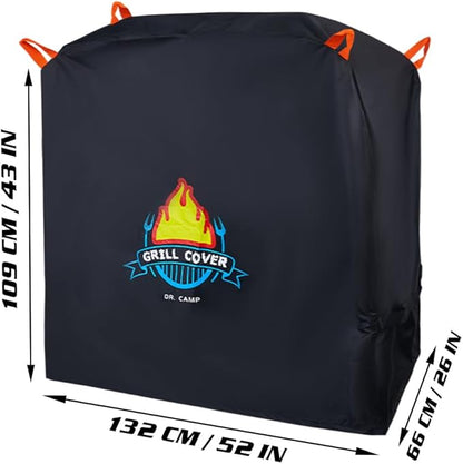 Vivicreate Waterproof BBQ Grill Cover 52 Inch Heavy Duty 420D Fabric Outdoor Barbecue Cover Weatherproof UV Protection Windproof Fits Weber Char-Broil Nexgrill Traeger Smoker Parrilla