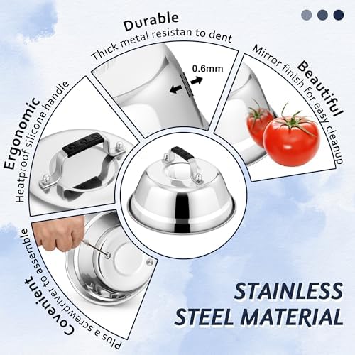 6.5-Inch Cheese Melting Dome, HaSteeL Small Stainless Steel Round Basting Cover - Image 3