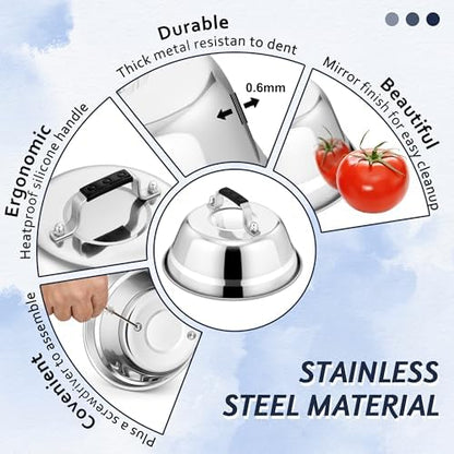 6.5-Inch Cheese Melting Dome, HaSteeL Small Stainless Steel Round Basting Cover - Image 3
