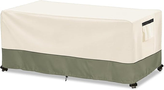 Outdoor Coffee Table Cover 42 W x 26 D x 16 H Inches,600D Heavy Duty Waterproof Outdoor Table Cover,Patio Rectangle Table Covers,Beige