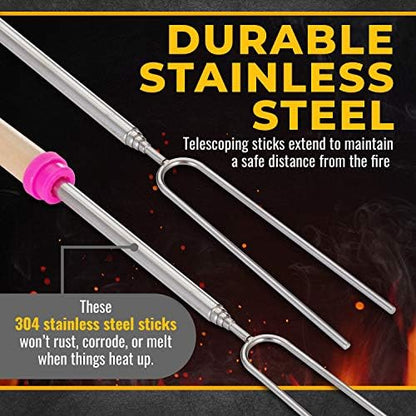 CORQUE Marshmallow Roasting Sticks, Smores Sticks, Extendable, Camping Skewer - Image 3