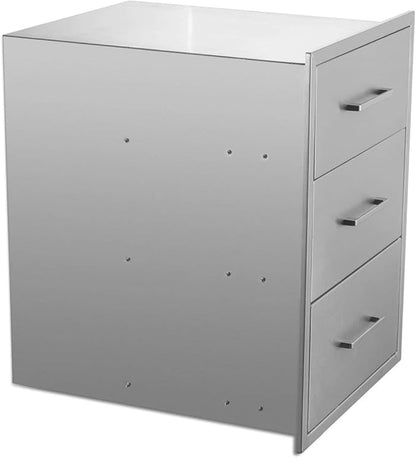 20" W x 27" H x 23" D Stainless Steel Outdoor Kitchen Drawers BBQ Drawers Triple Access Drawers Flush Mount for Outdoor Kitchens Or BBQ Island