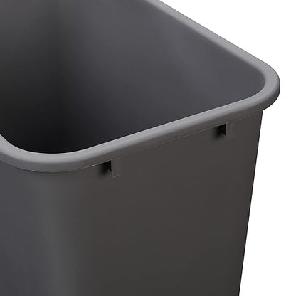 Amazon Basics Rectangular Commercial Office Wastebasket, 10 gallons (Pack of 1), Grey