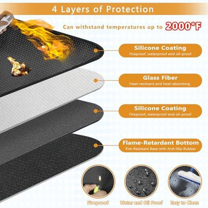 Anze Under Grill Mat for Outdoor Grill, 48 x 90 in，Black - Image 2
