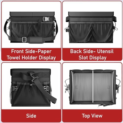 FANGSUN Grill Caddy with Lid, Foldable BBQ Caddy with Paper Towel Holder - Image 5