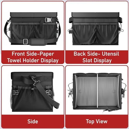 FANGSUN Grill Caddy with Lid, Foldable BBQ Caddy with Paper Towel Holder - Image 5