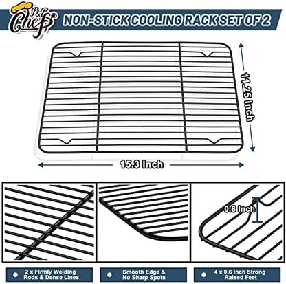 P&P CHEF 15.3" x 11.25" Cooling Baking Wire Racks Pack of 2 - Image 2