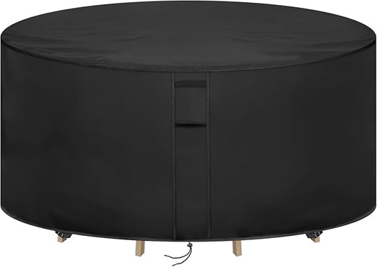 Round Patio Furniture Covers Waterproof, 80 Inch Outdoor High Round Table Cover, Tall Bar Height Outside Table and Chairs Set Covers for Winter, Rainproof Fadeproof - 80" Dia x 36" H