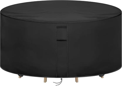 Round Patio Furniture Covers Waterproof, 96 Inch Outdoor High Round Table Cover, Tall Bar Height Outside Table and Chairs Set Covers for Winter, Rainproof Fadeproof - 96" Dia x 36" H