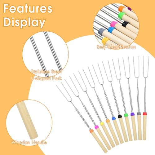 10 Pack Smores Sticks, 32 Inch Marshmallow Roasting Sticks - Image 2